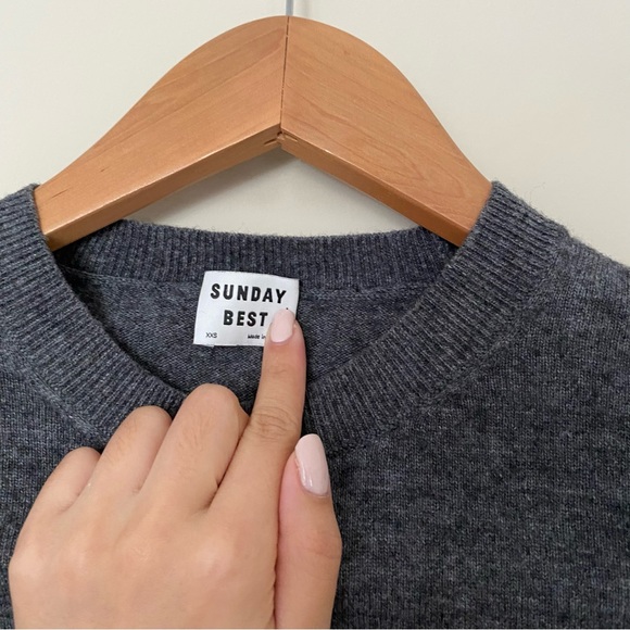 SUNDAY BEST Gray Crop Wool Apple Sweater - Picture 5 of 9